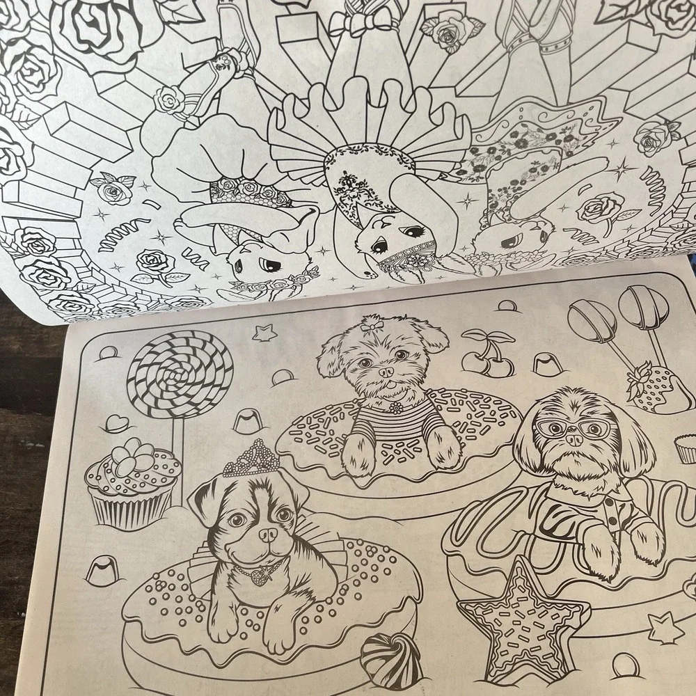 LARGE Lisa Frank Super Coloring & Activity Pads w/‎ Stickers 2 New 2 Used